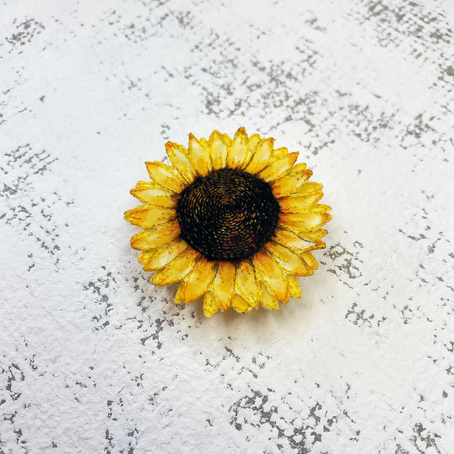 Embroidered Sunflower brooch: Handcrafted fabric flower pin
