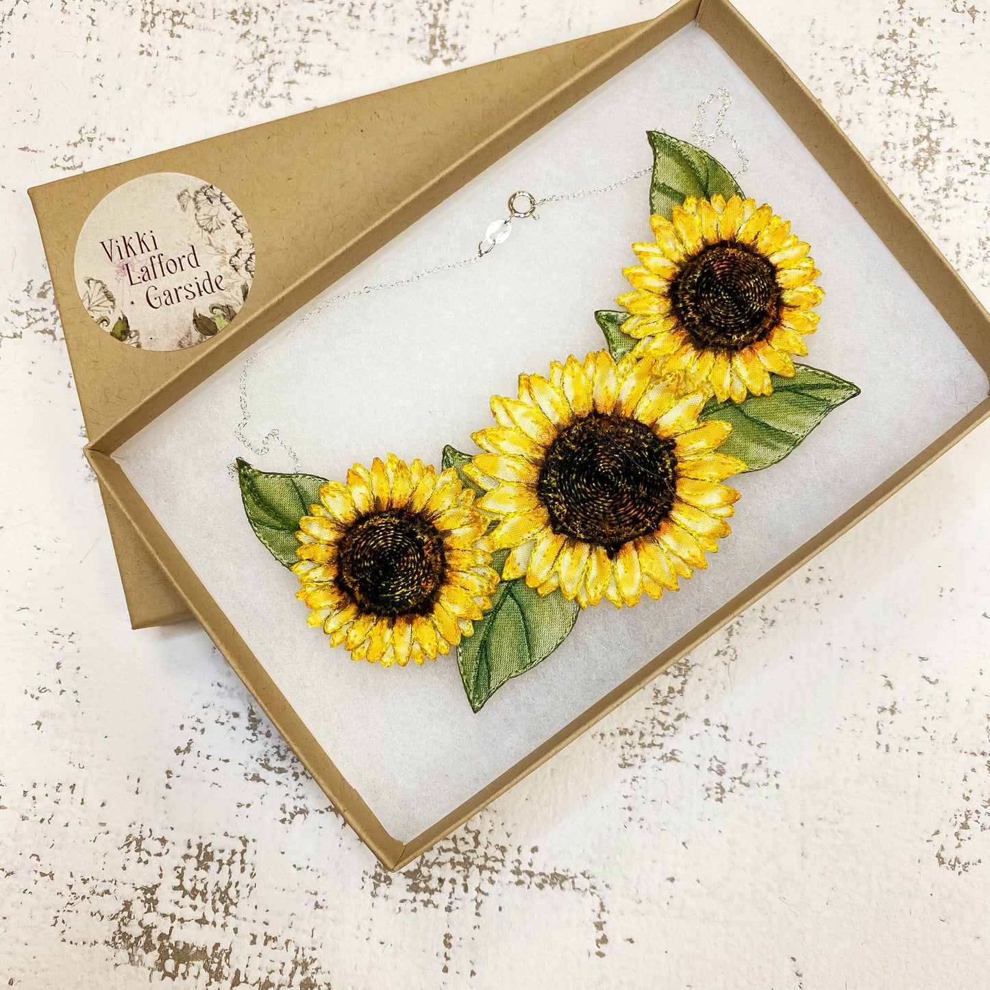 Sunflower wearable art necklace