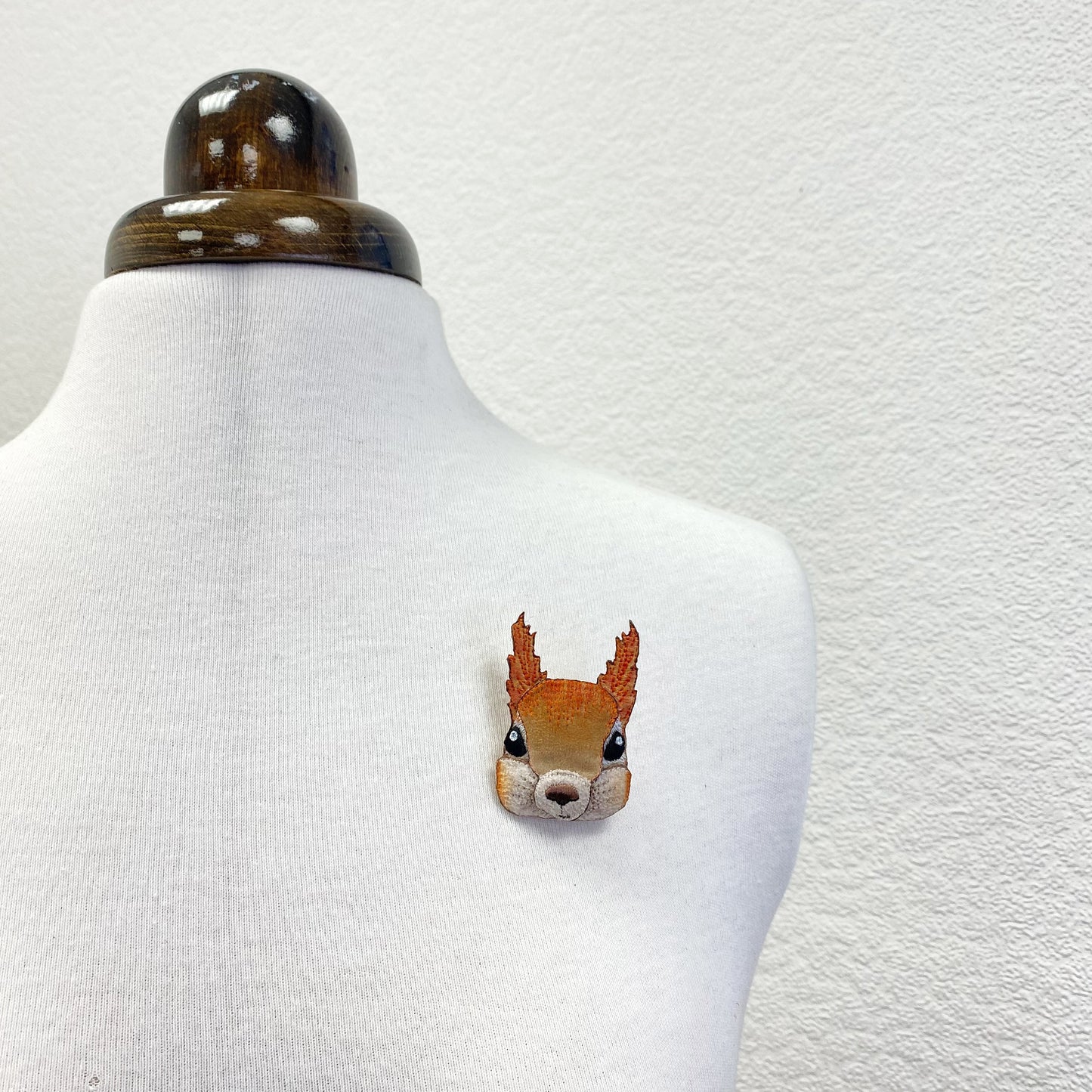 Squirrel brooch, embroiderd and hand painted squirrel pin