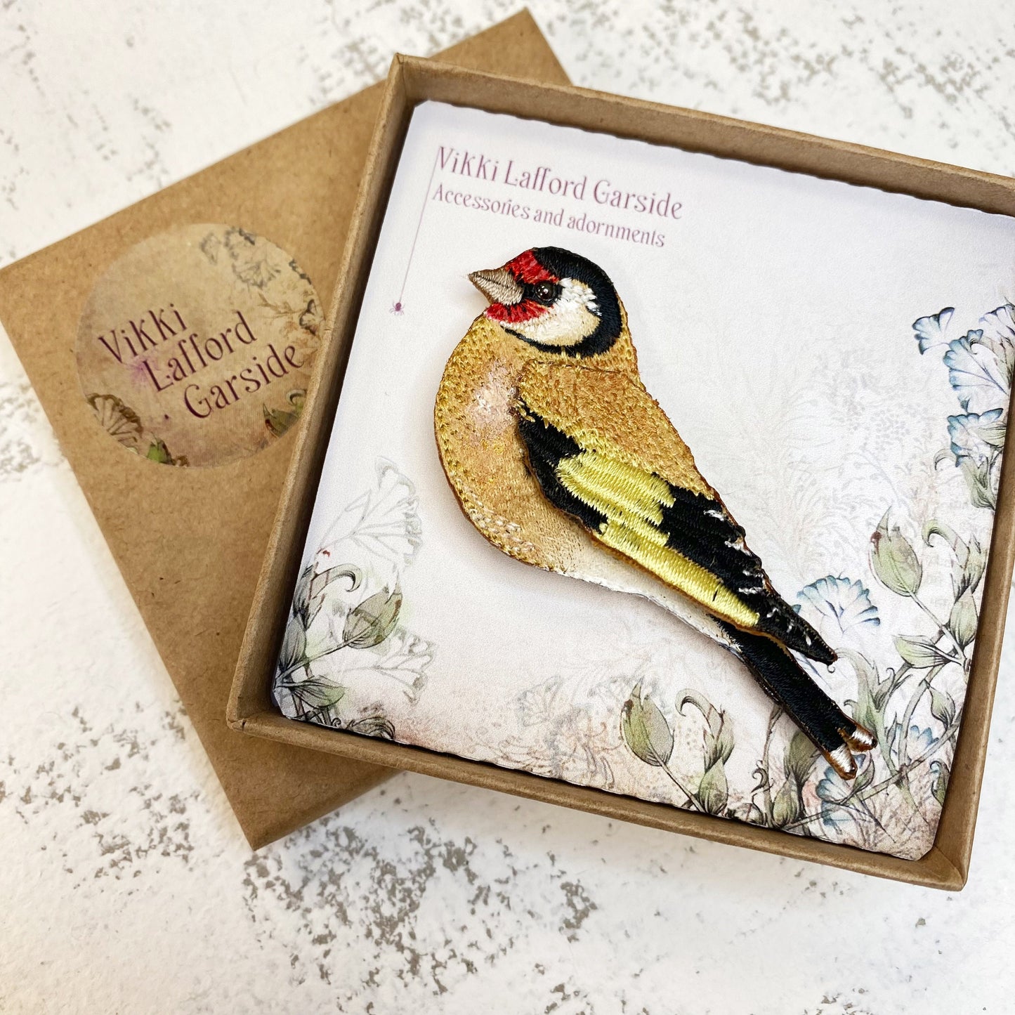 Goldfinch bird brooch