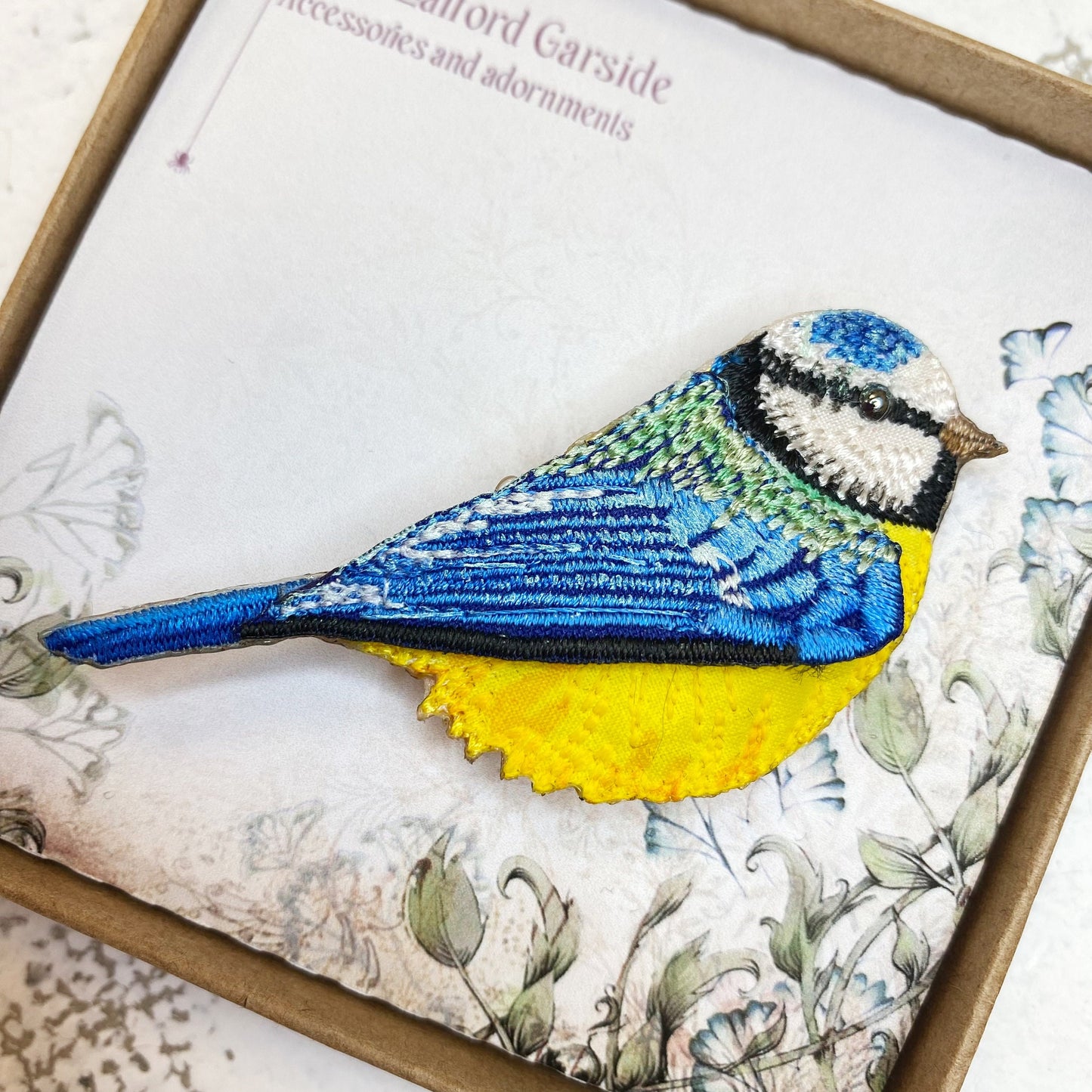 Blue tit bird brooch, bird pin, gift for bird lovers