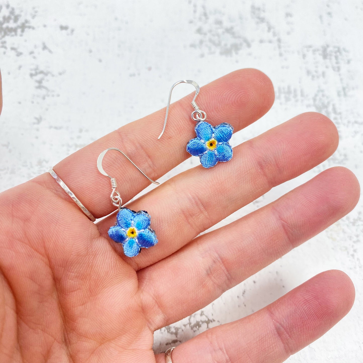 Forget-me-not flower drop earrings