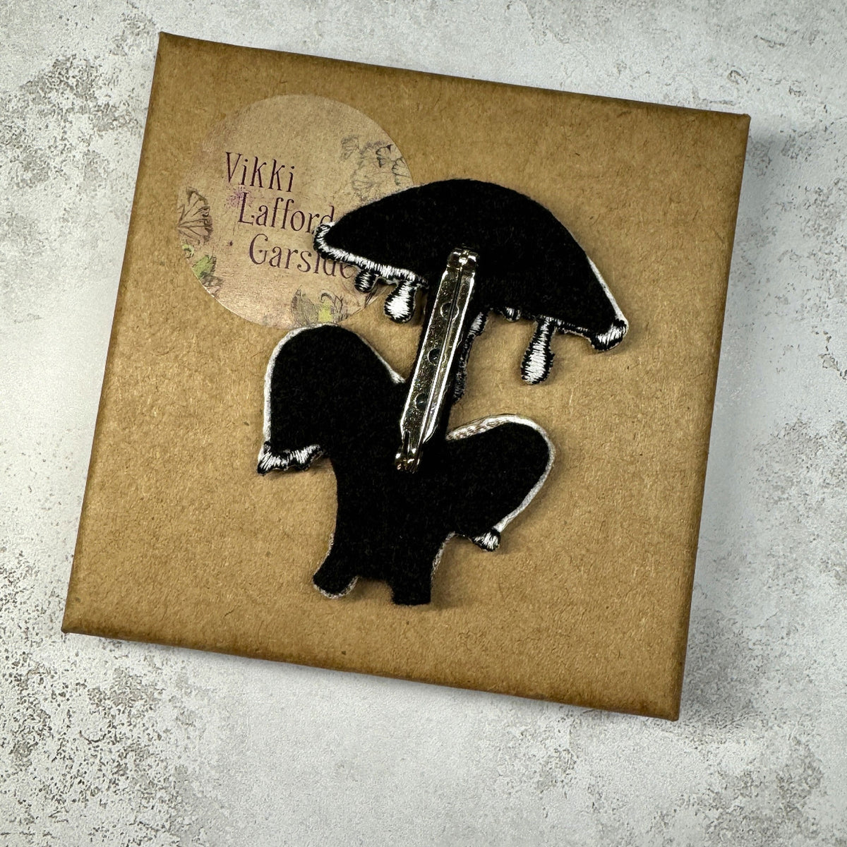 Shaggy Inkcap Mushroom Brooch – Embroidered & Hand-Painted Woodland Jewellery