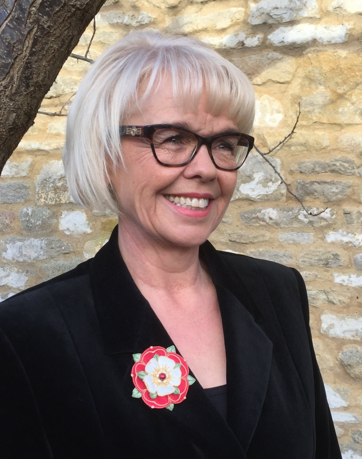 Duchess satin Tudor Rose brooch