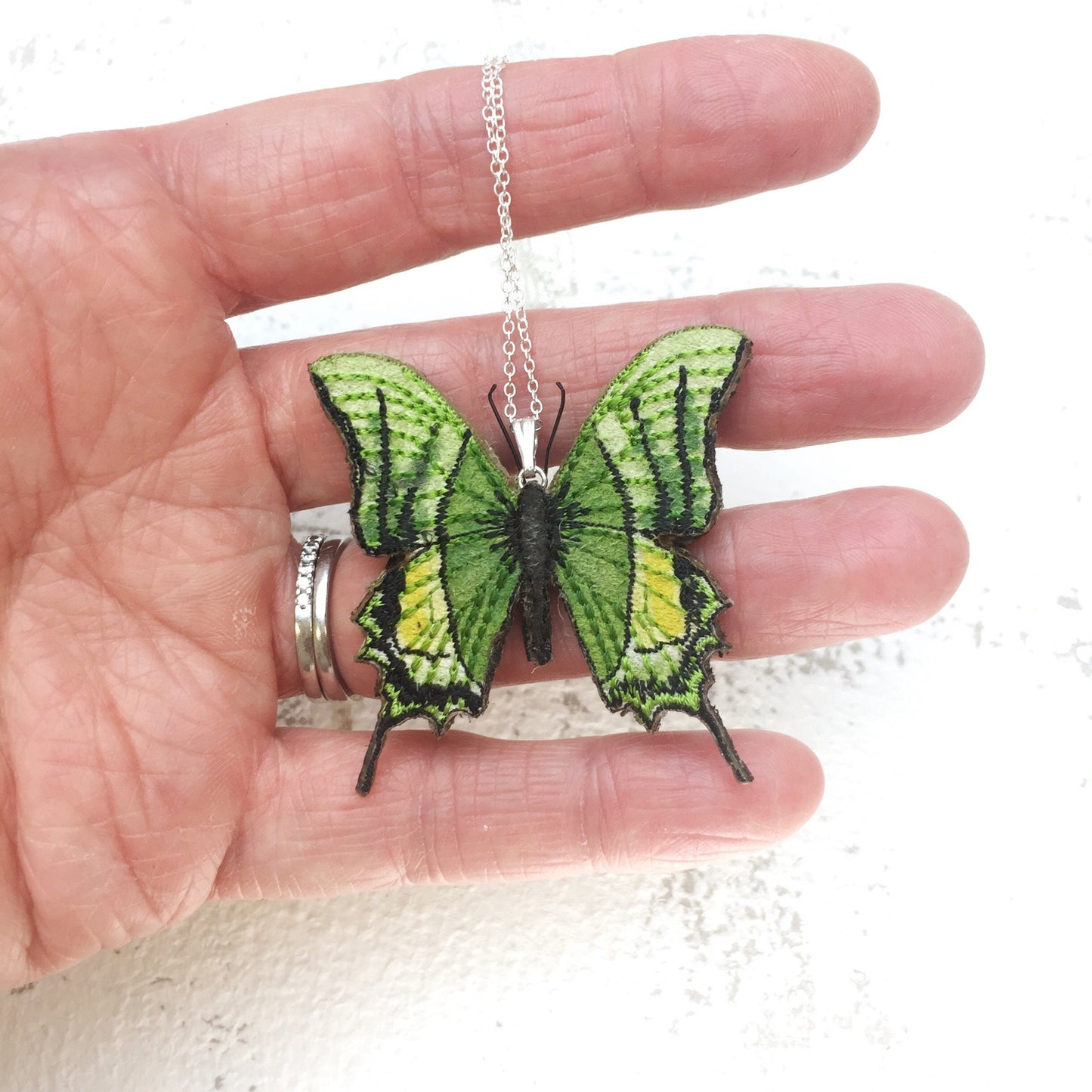 Exotic green Kaiser-i-hind butterfly necklace, Emperor of India