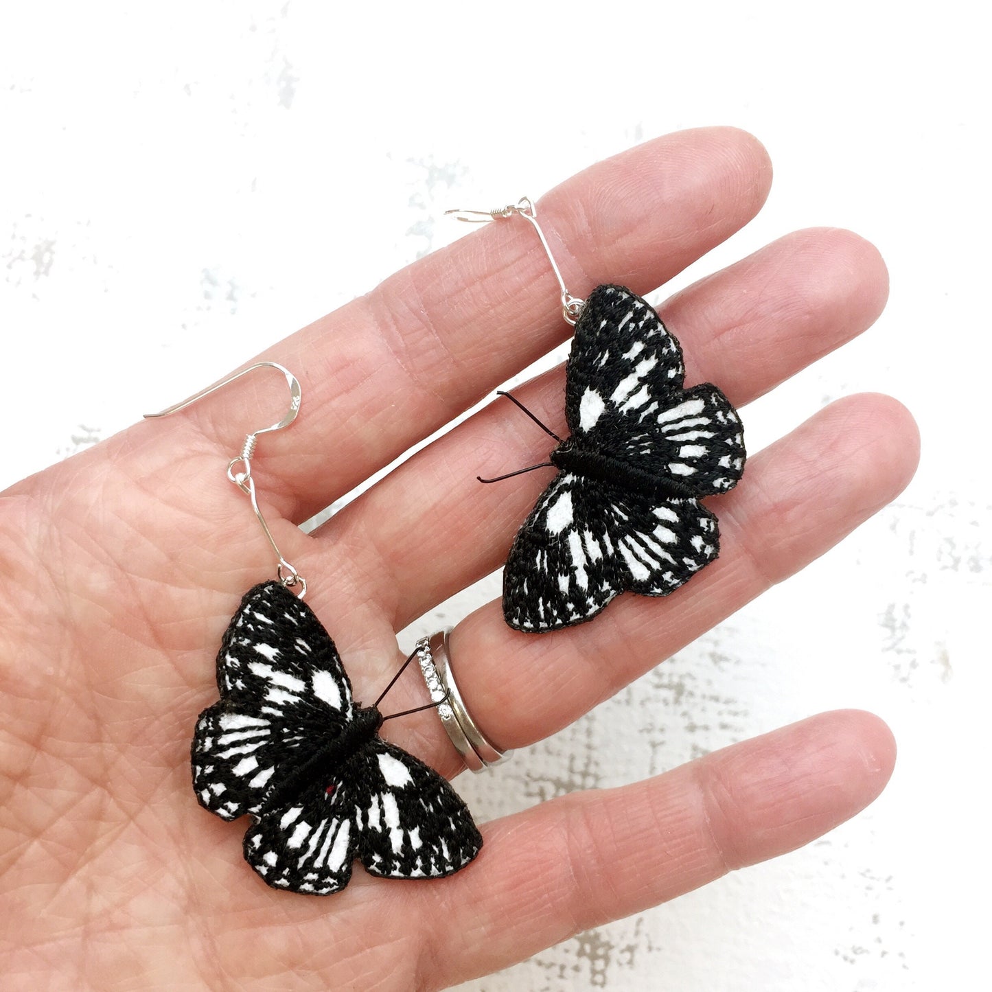 Marbled White butterfly earrings