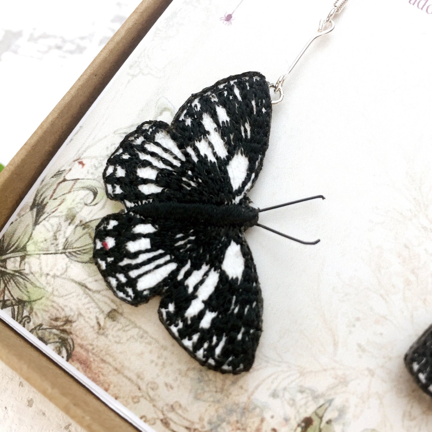Marbled White butterfly earrings
