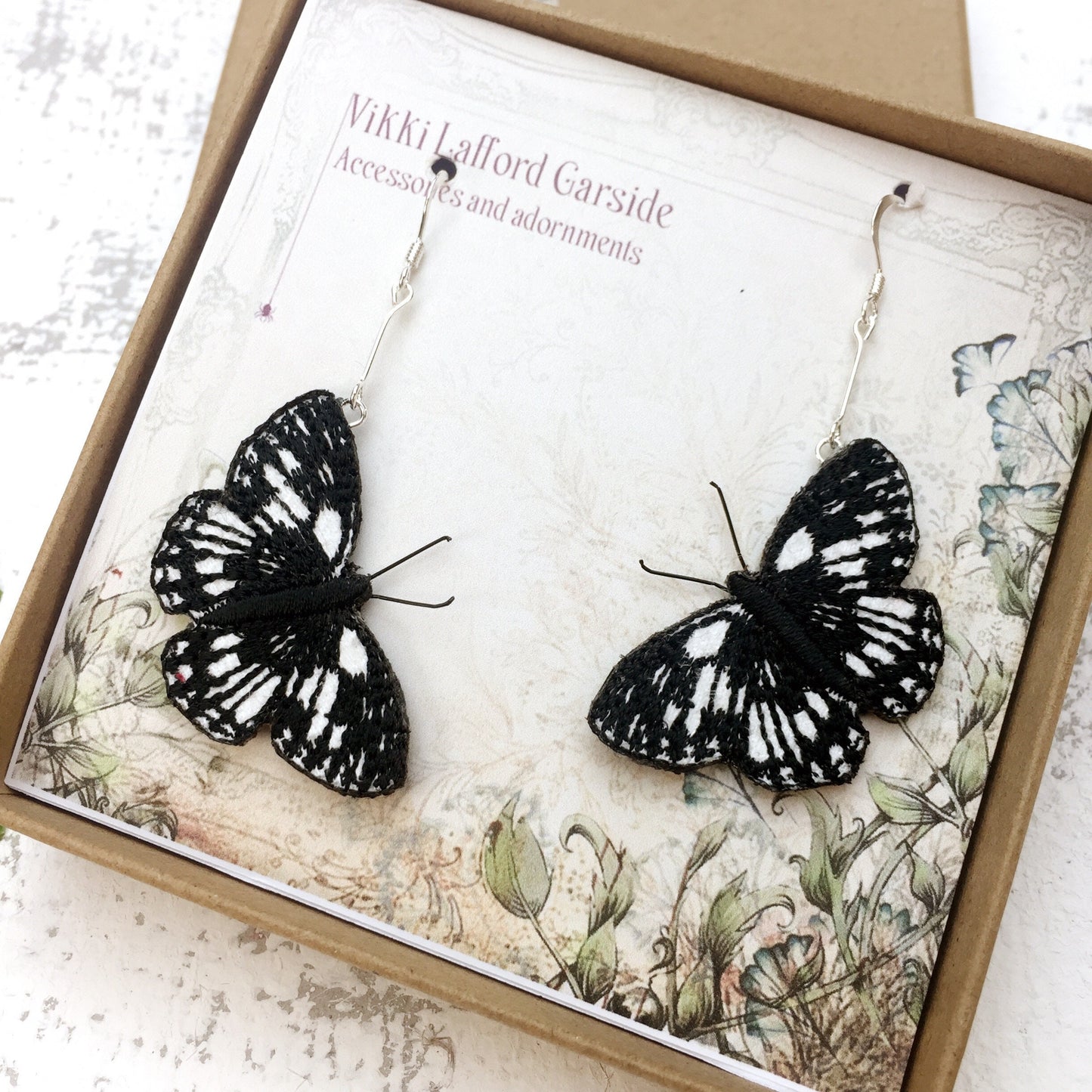 Marbled White butterfly earrings