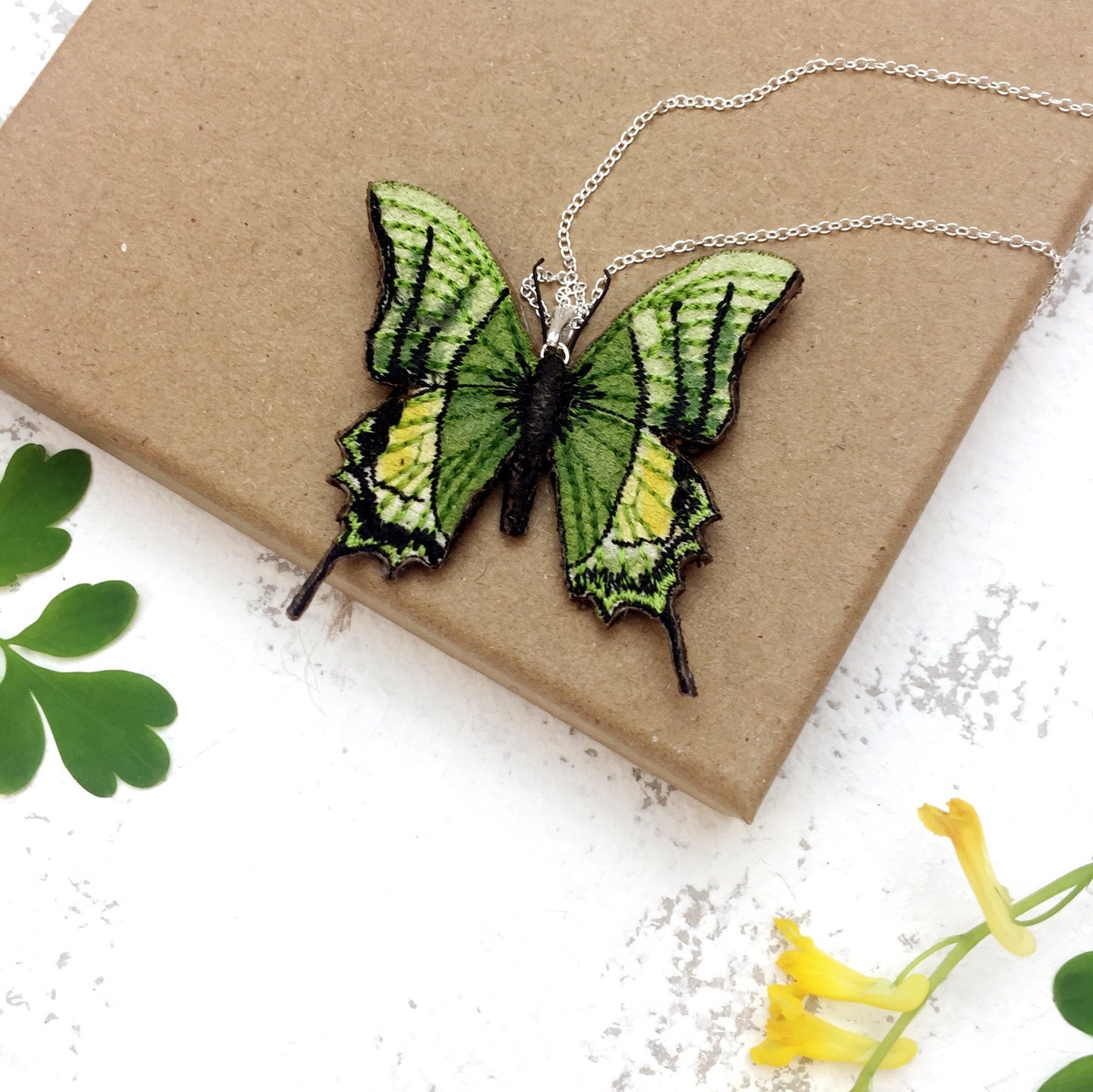 Exotic green Kaiser-i-hind butterfly necklace, Emperor of India