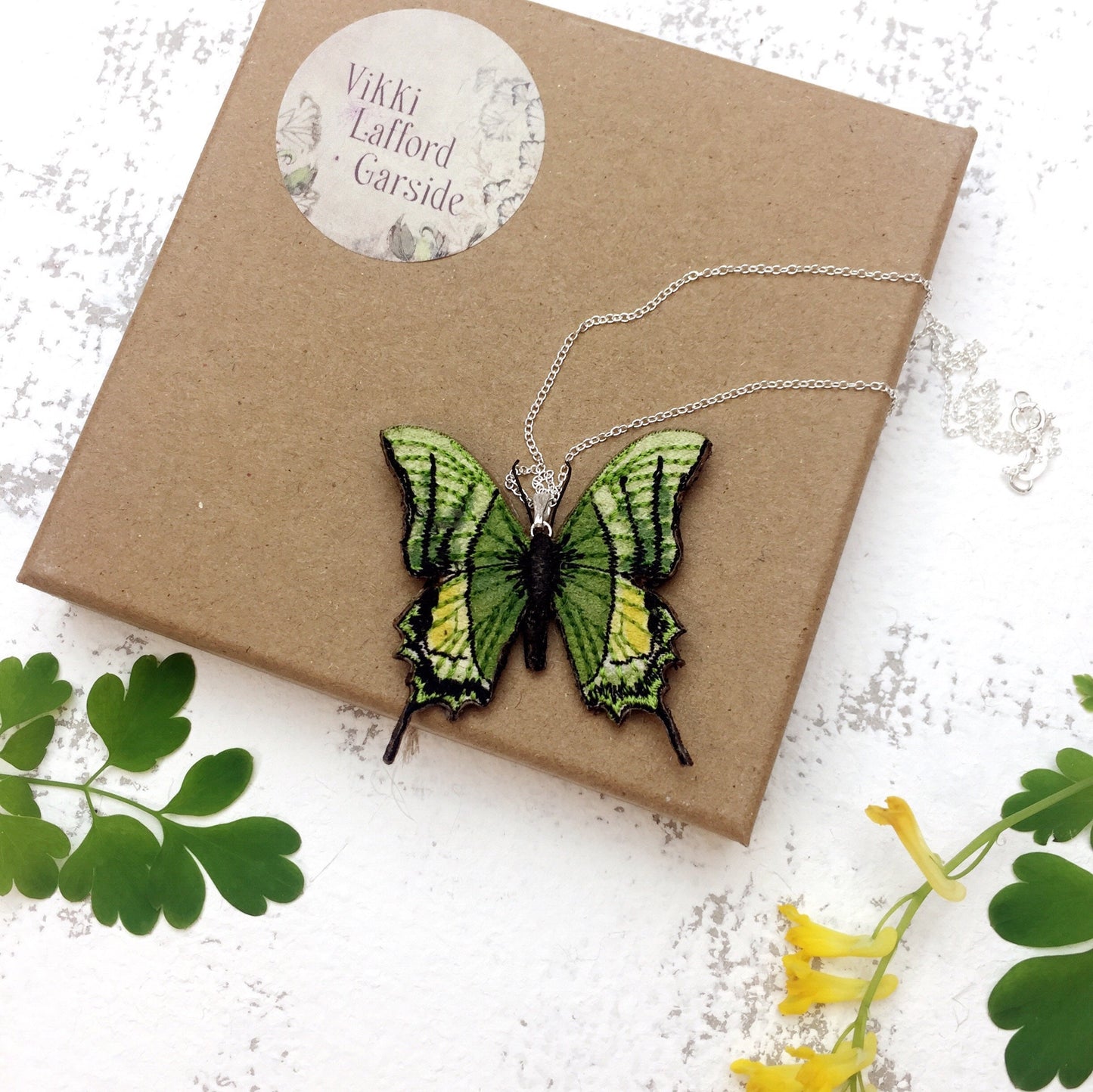 Exotic green Kaiser-i-hind butterfly necklace, Emperor of India