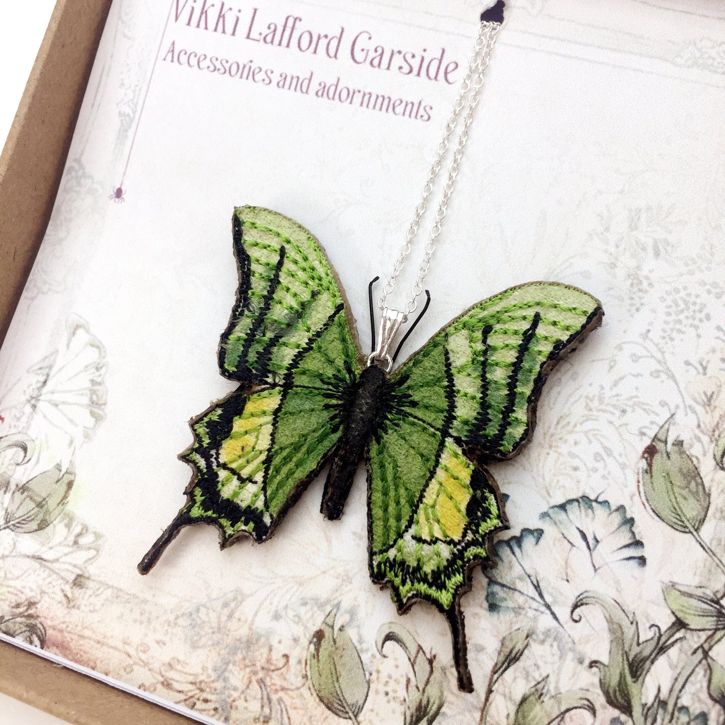 Exotic green Kaiser-i-hind butterfly necklace, Emperor of India