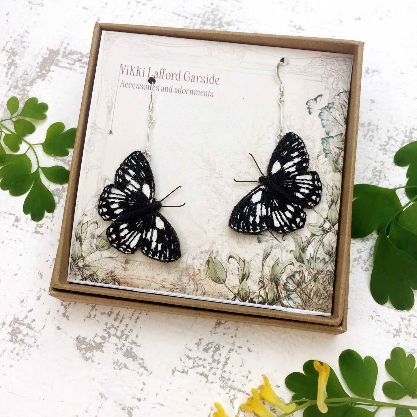 Marbled White butterfly earrings