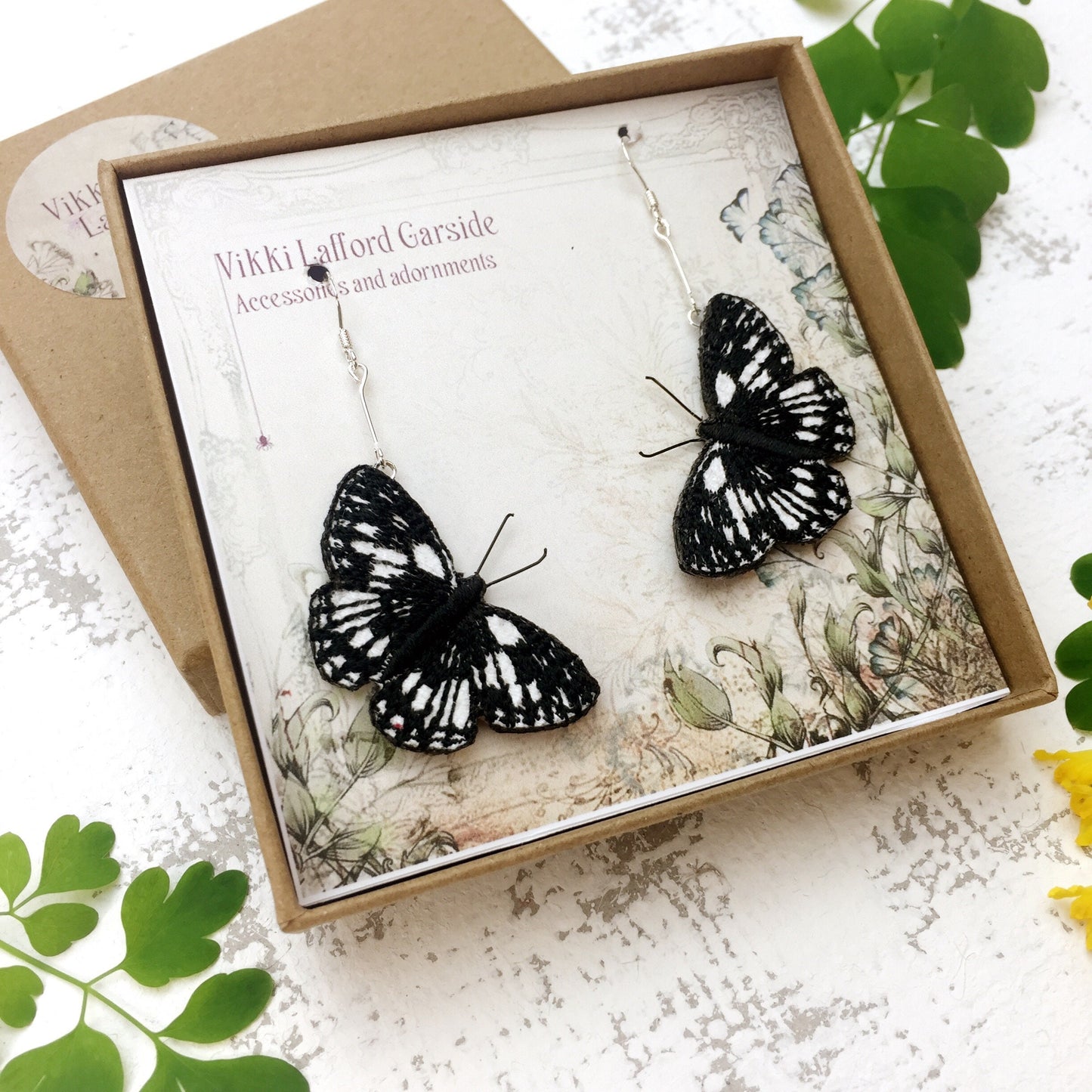 Marbled White butterfly earrings