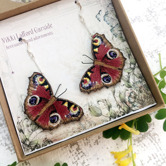 Peacock butterfly statement earrings