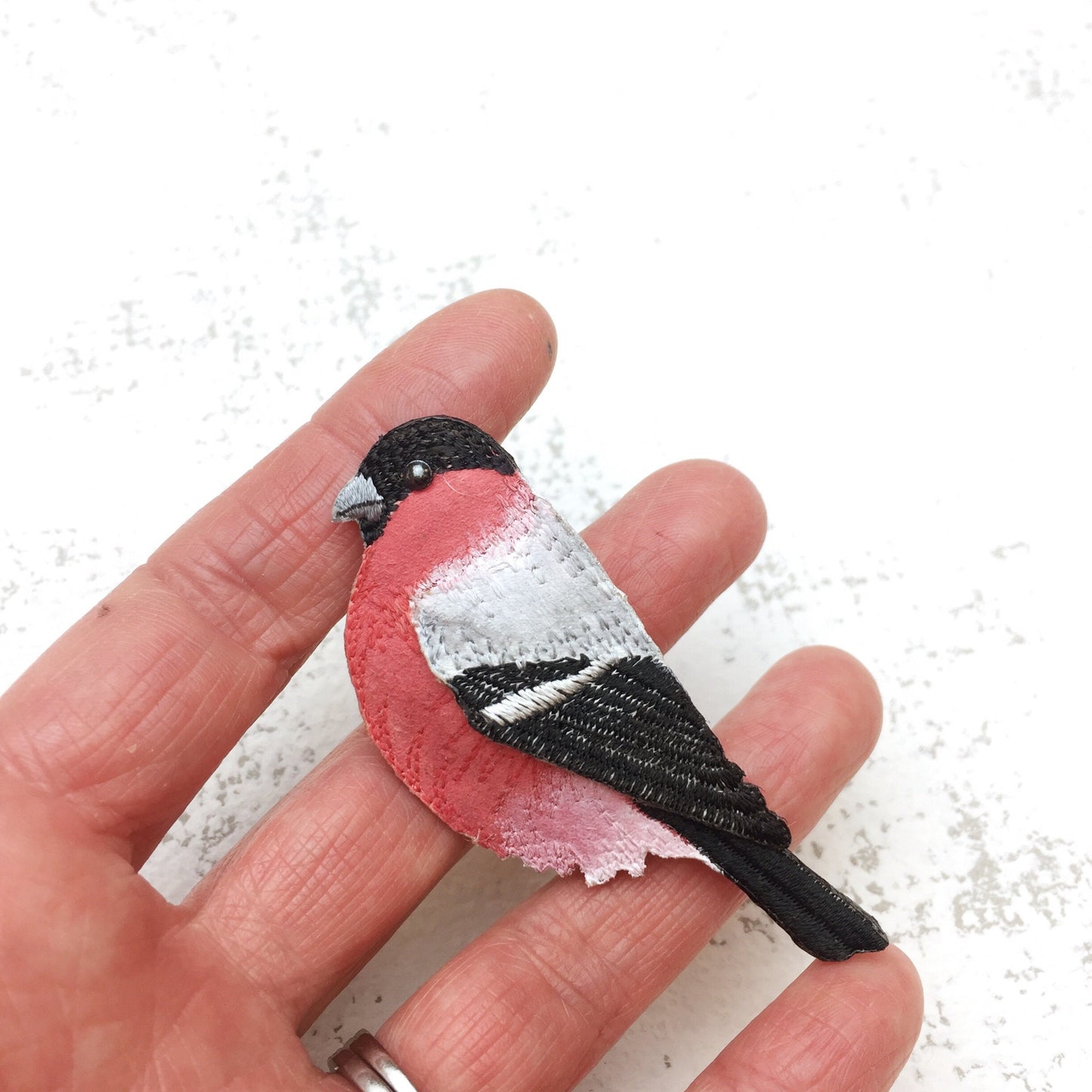 Bullfinch brooch, bird pin