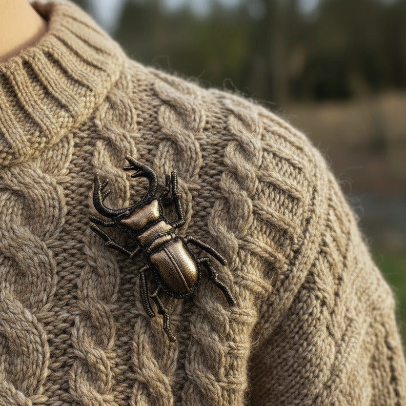 Stag beetle brooch