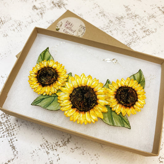 Sunflower wearable art necklace