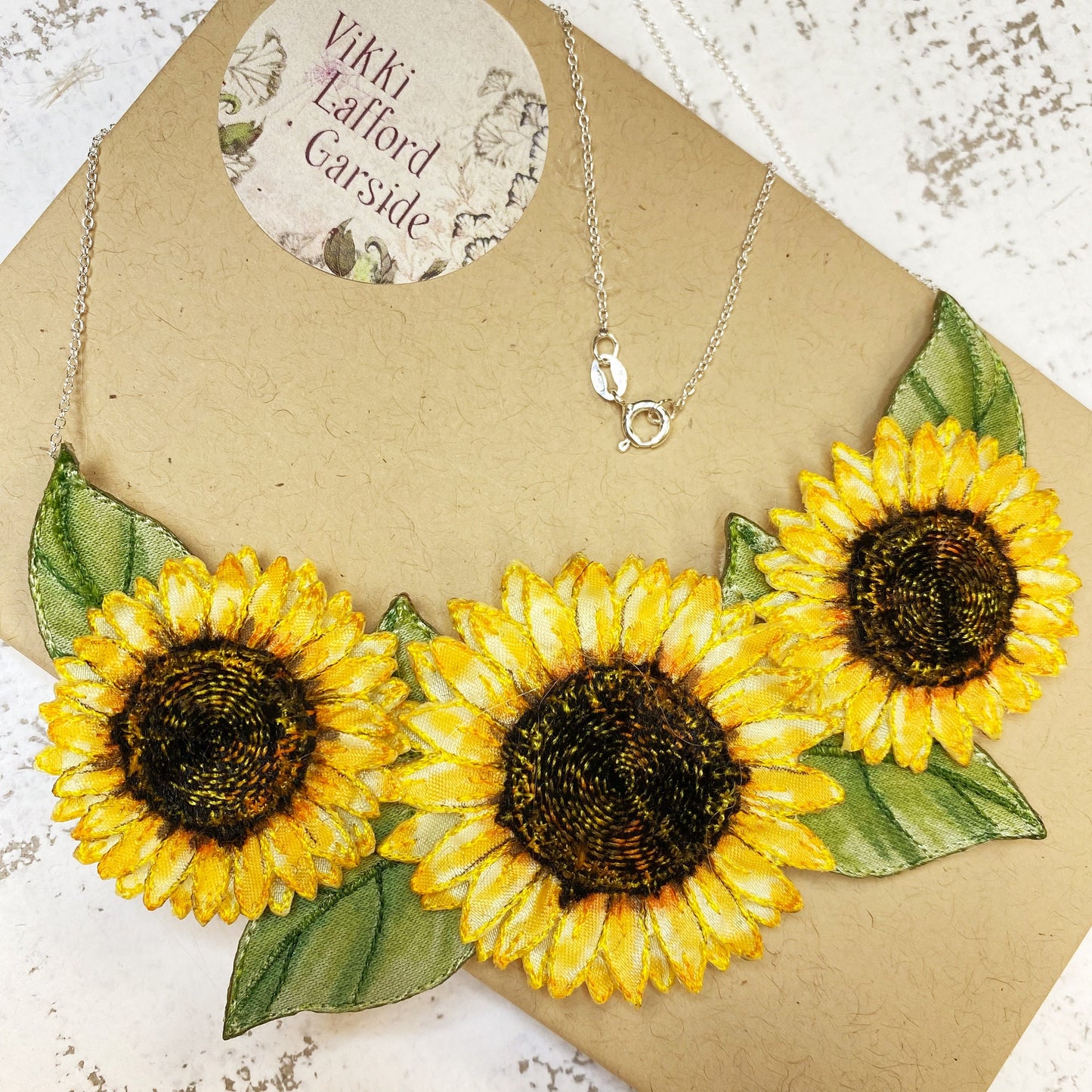 Sunflower wearable art necklace