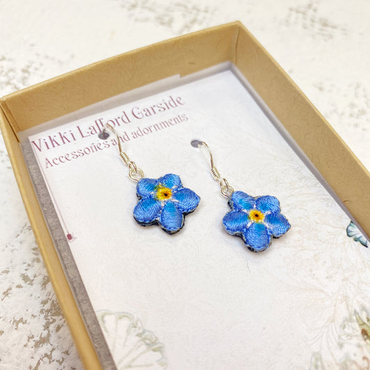Forget-me-not flower drop earrings
