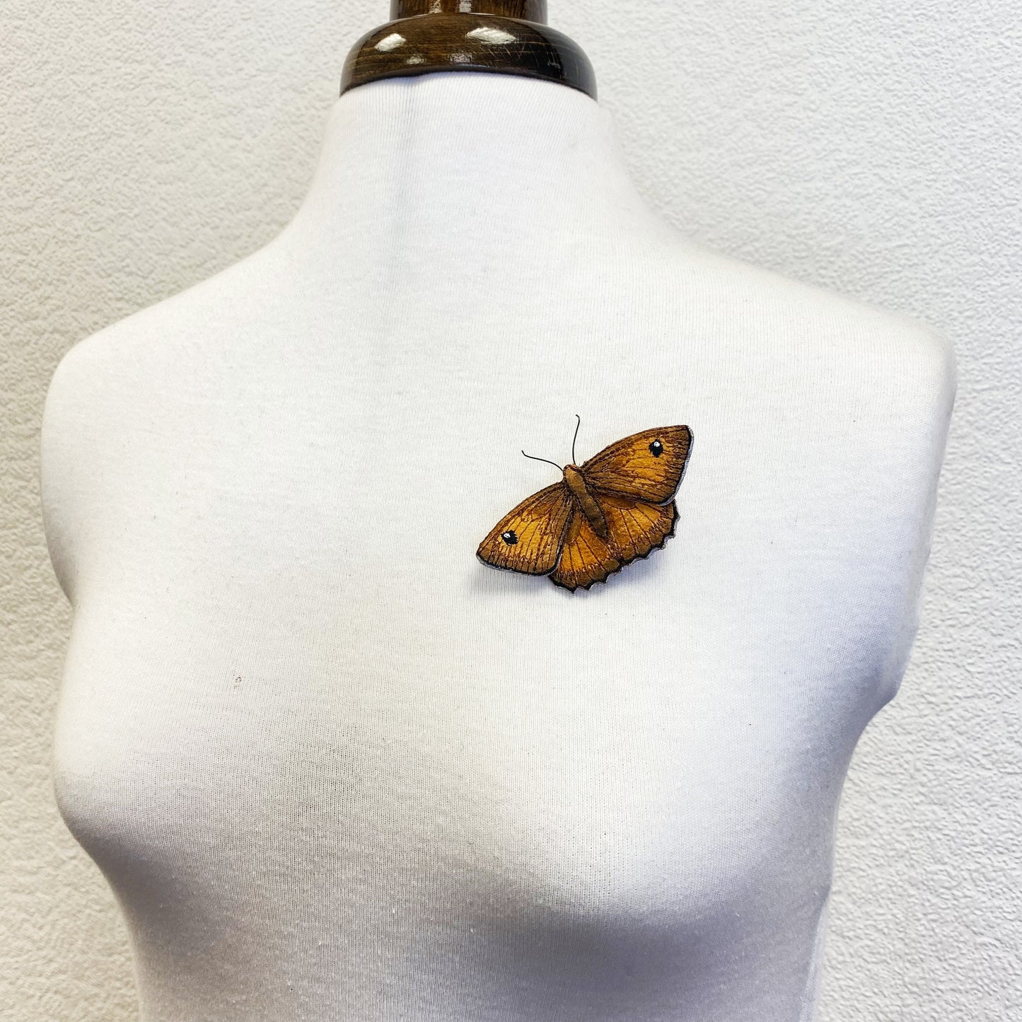 Meadow Brown butterfly brooch