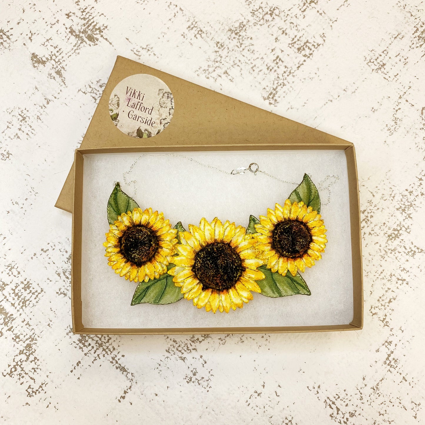 Sunflower wearable art necklace