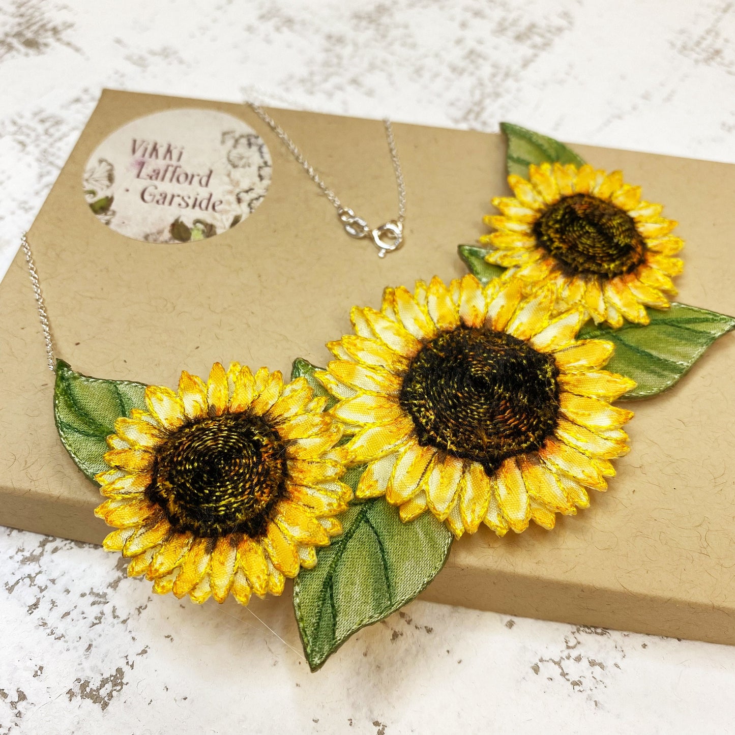 Sunflower wearable art necklace