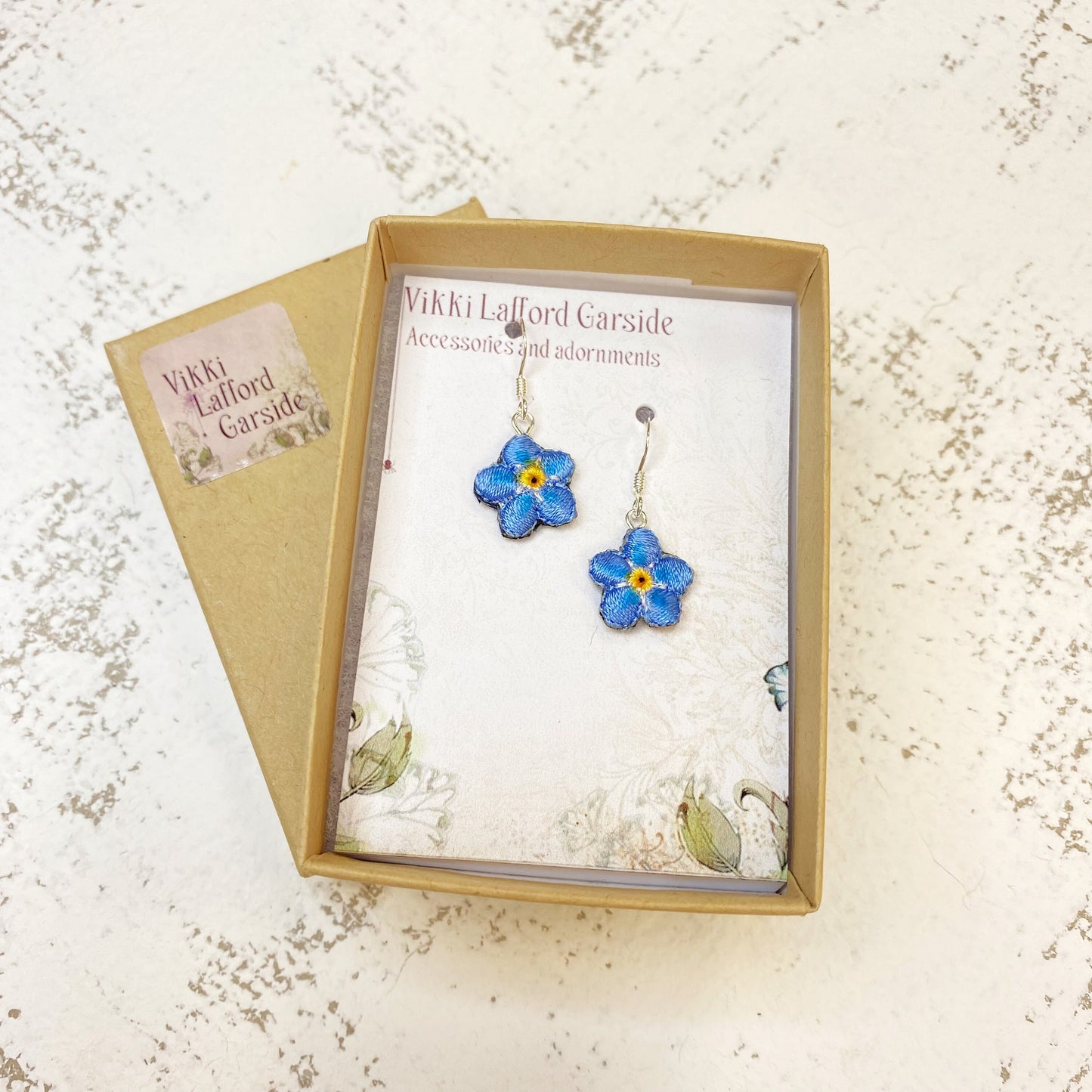 Forget-me-not flower drop earrings
