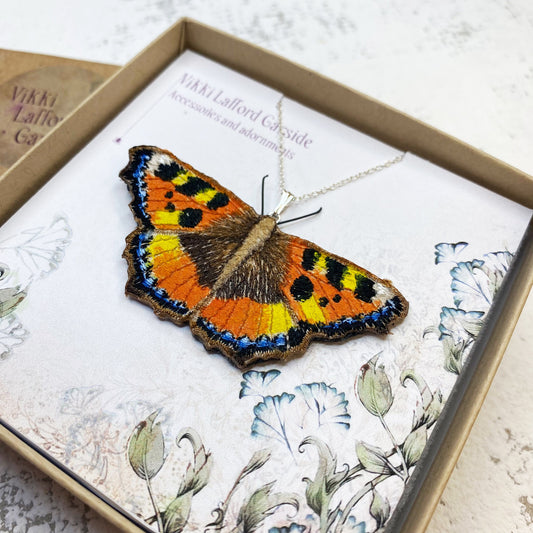 Tortoiseshell butterfly necklace