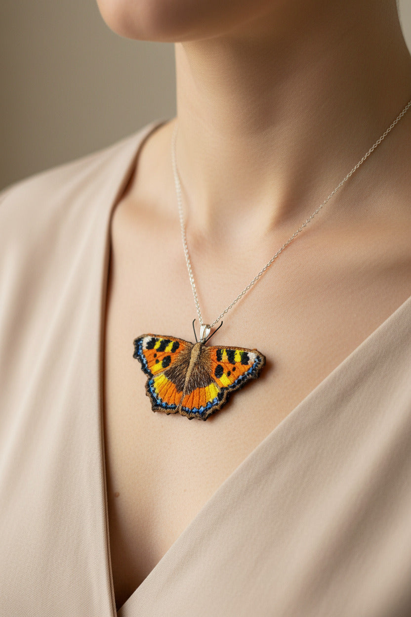 Tortoiseshell butterfly necklace