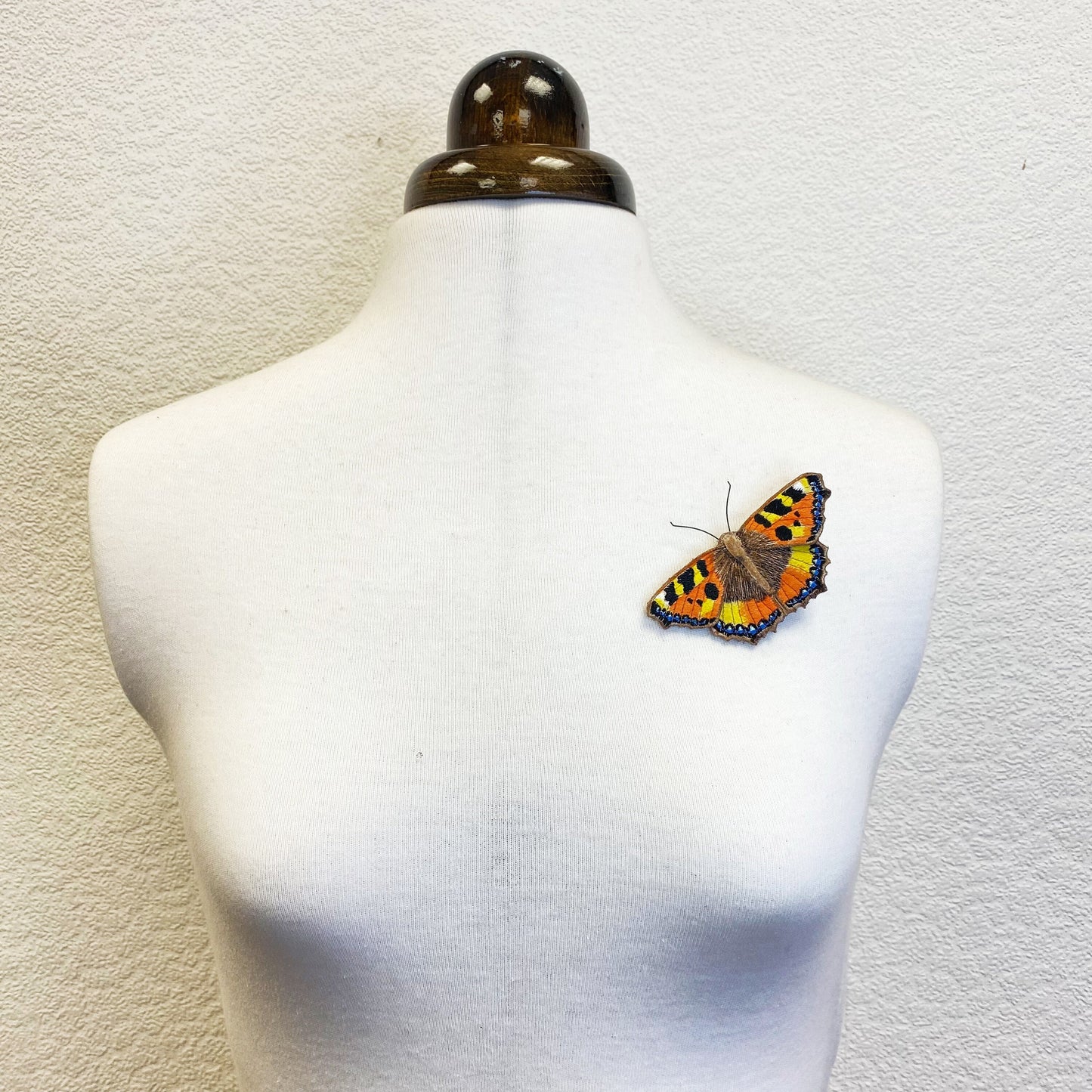 Tortoiseshell butterfly brooch, hand made fabric butterfly brooch pin, Textile butterfly