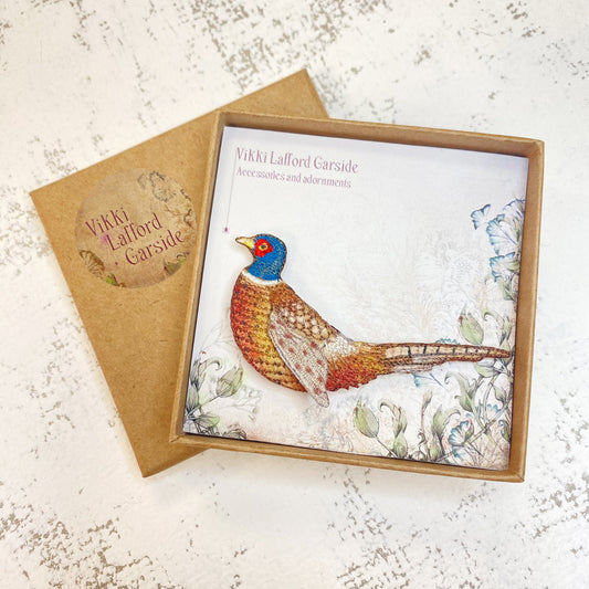 Pheasant brooch, bird pin