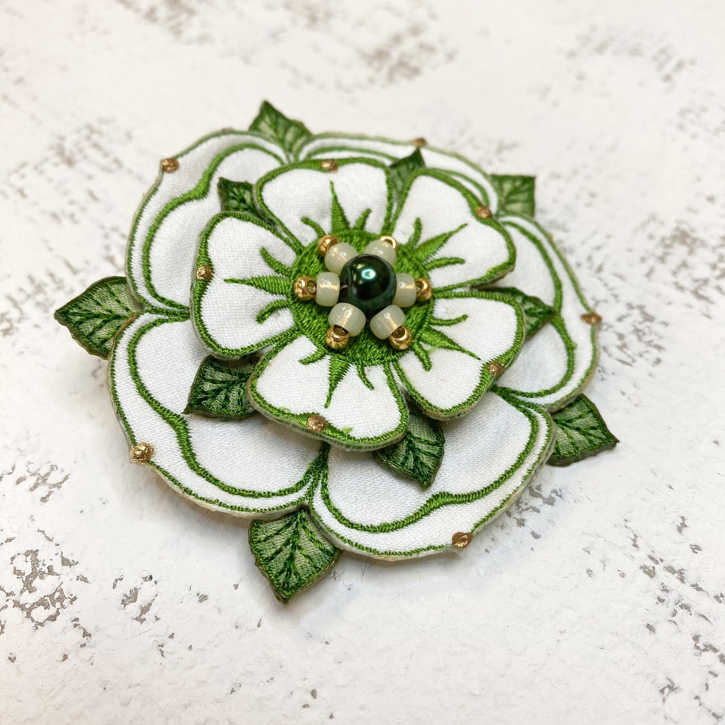 Historical White Rose of York brooch