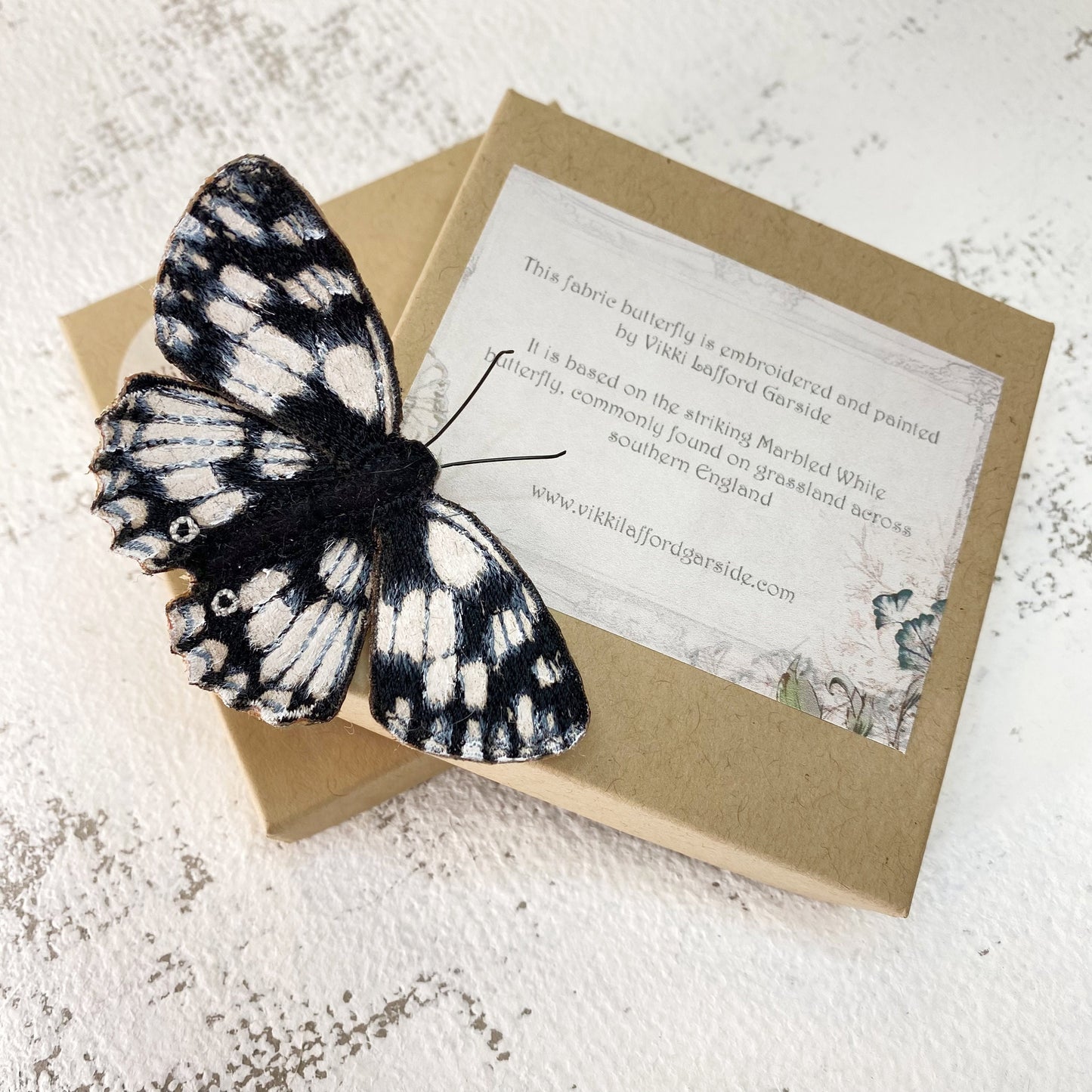 Marbled White Butterfly brooch
