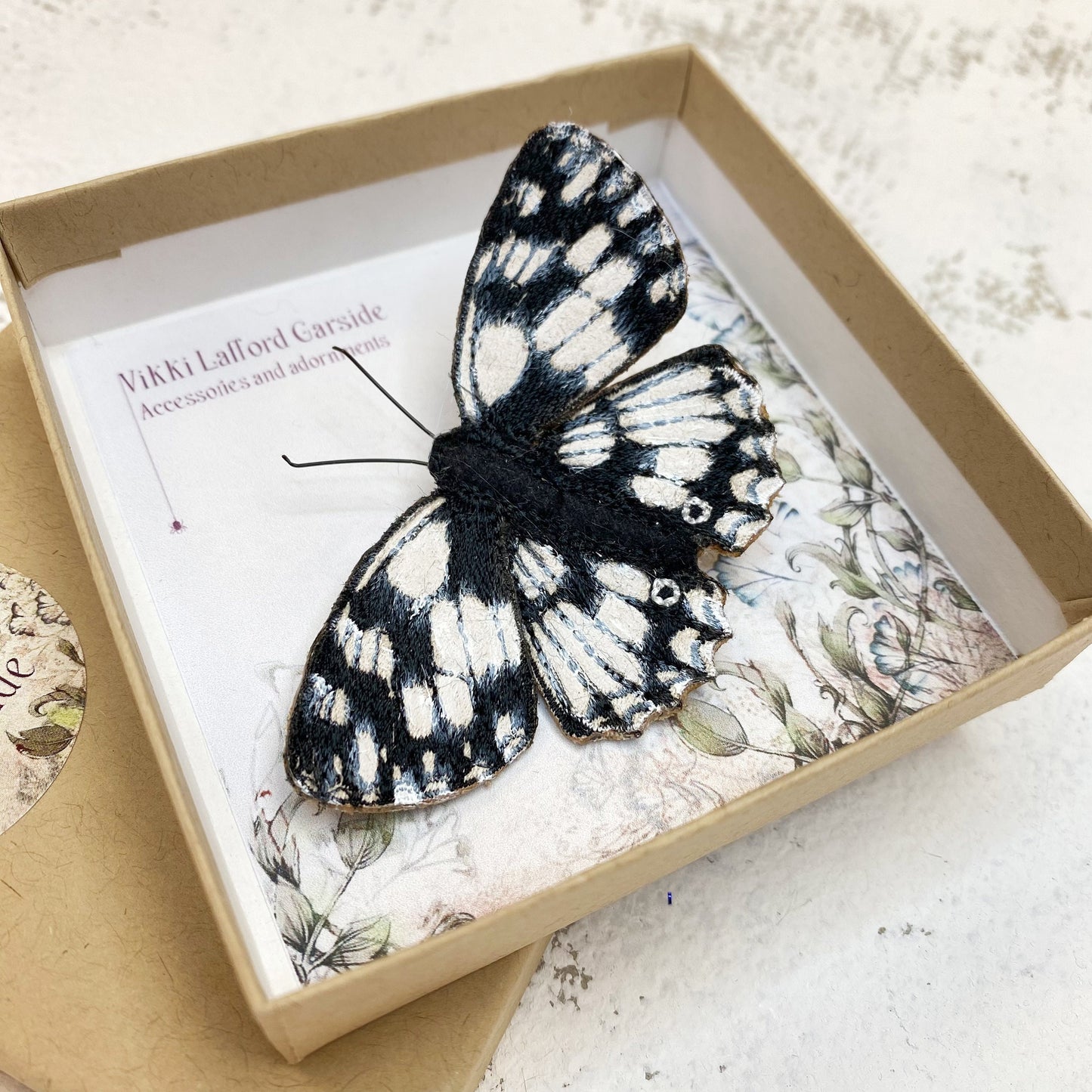 Marbled White Butterfly brooch