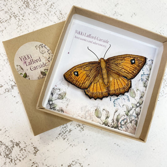 Meadow Brown butterfly brooch