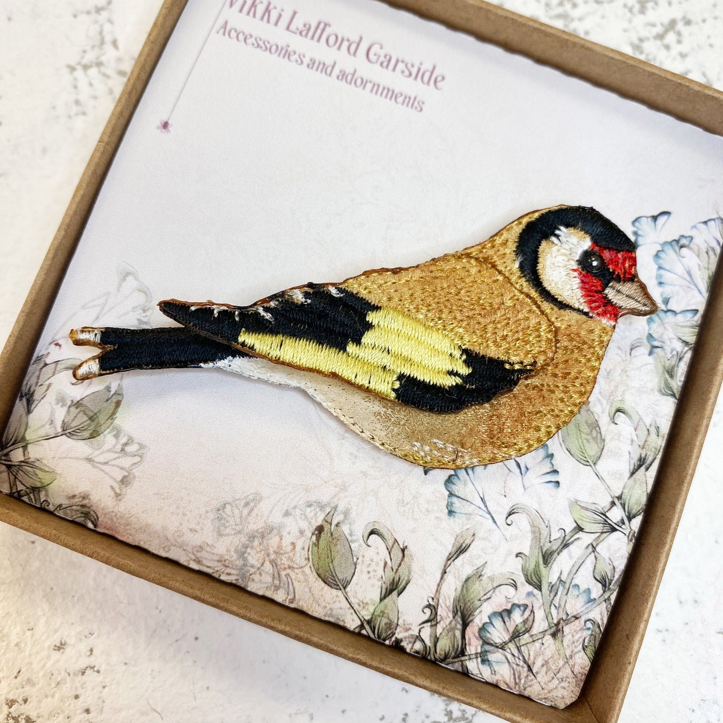 Goldfinch bird brooch