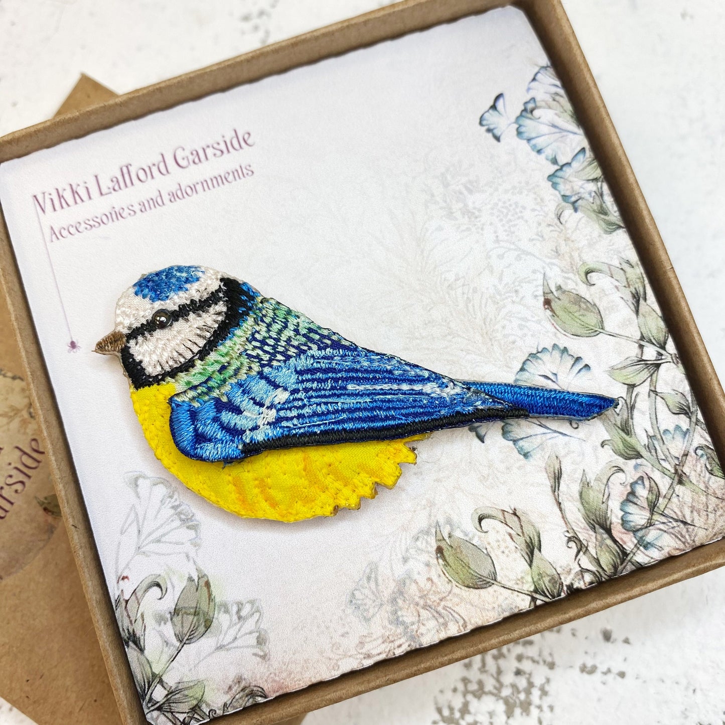 Blue tit bird brooch, bird pin, gift for bird lovers