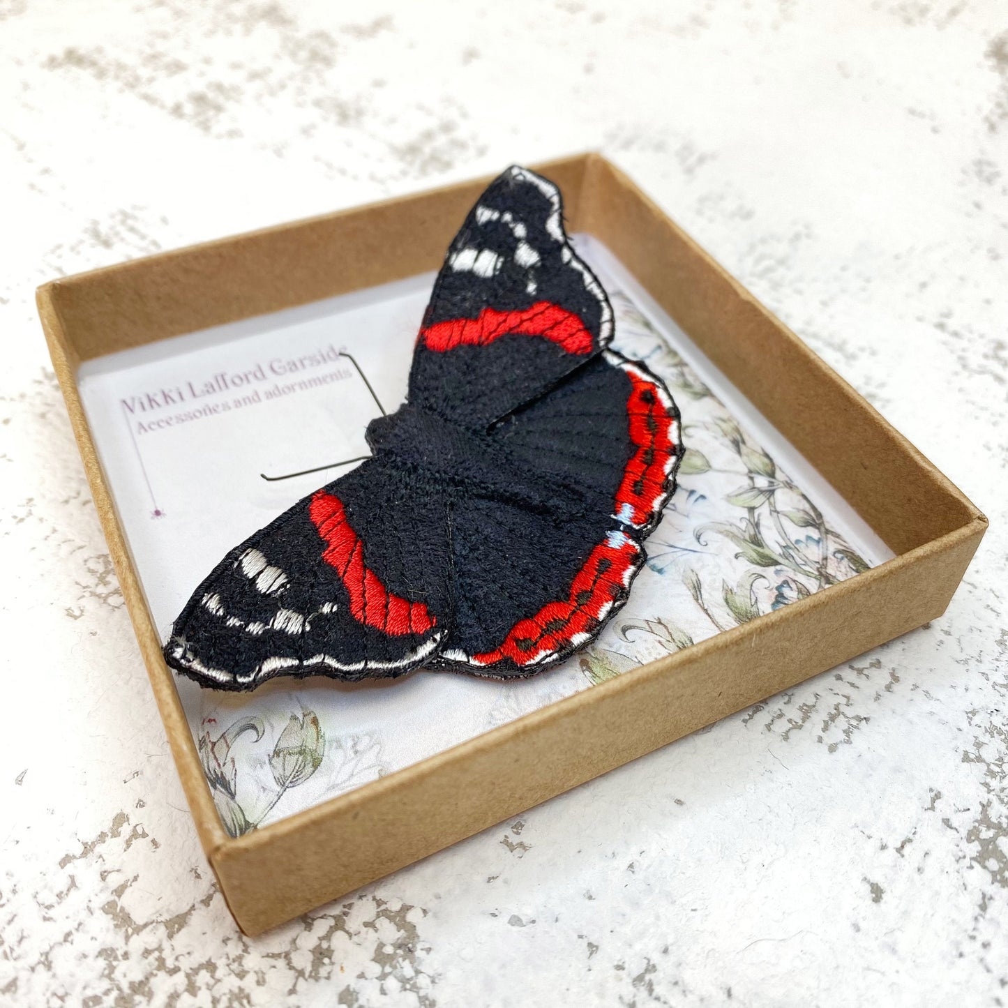 Red Admiral butterfly brooch