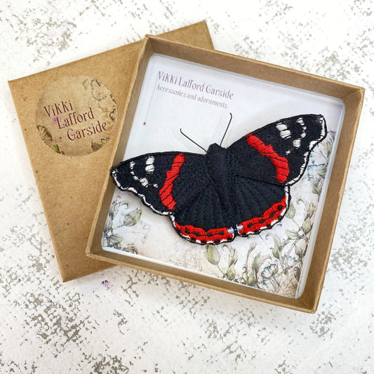 Red Admiral butterfly brooch