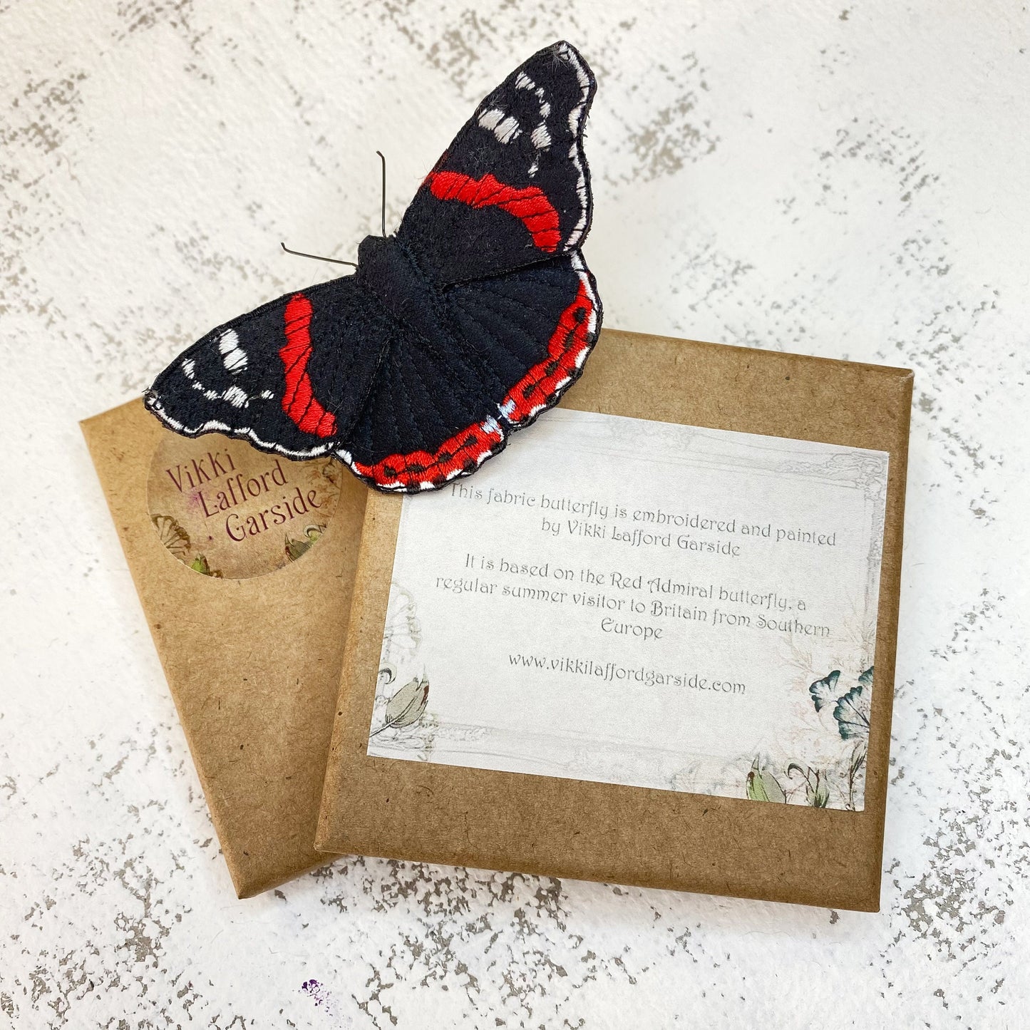 Red Admiral butterfly brooch