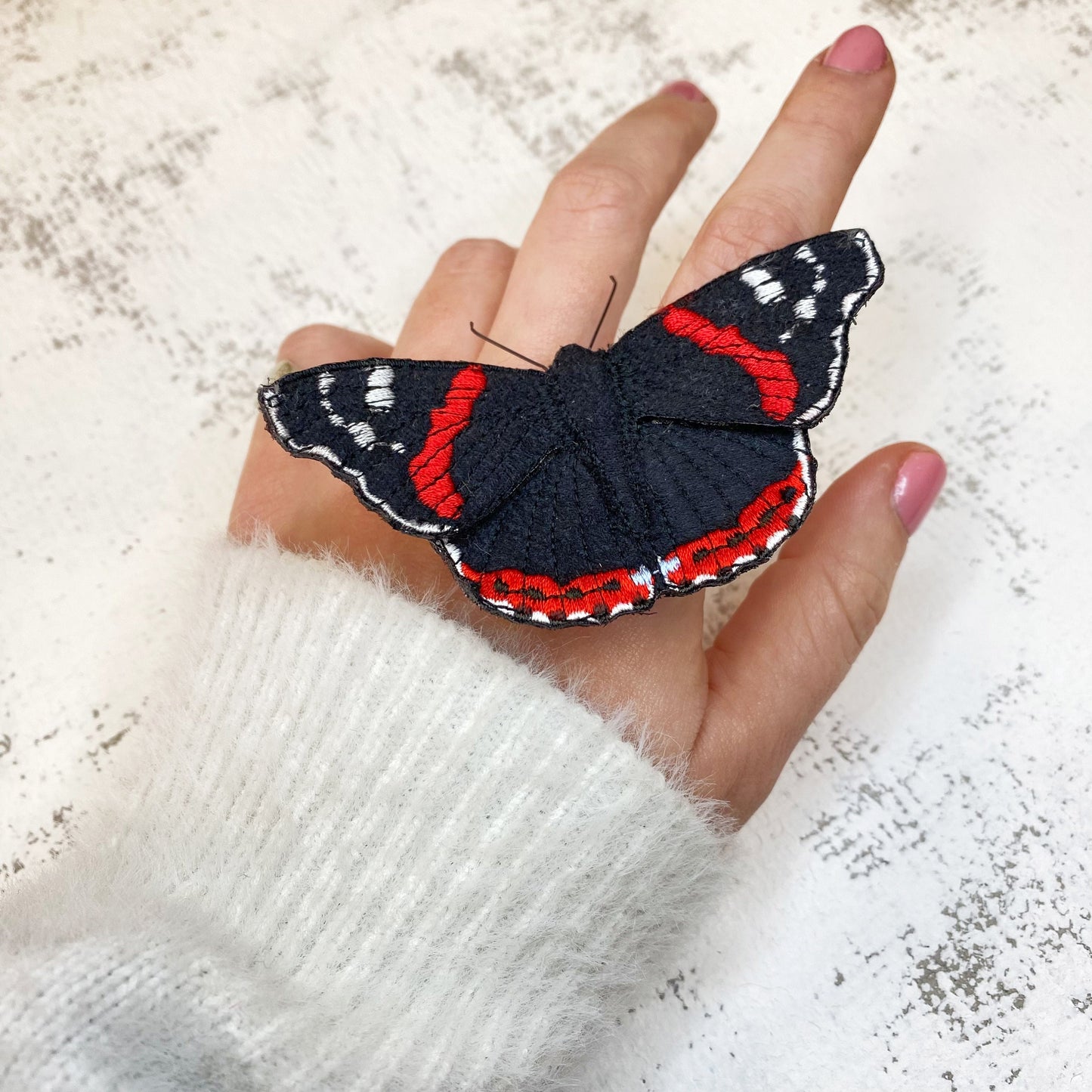 Red Admiral butterfly brooch