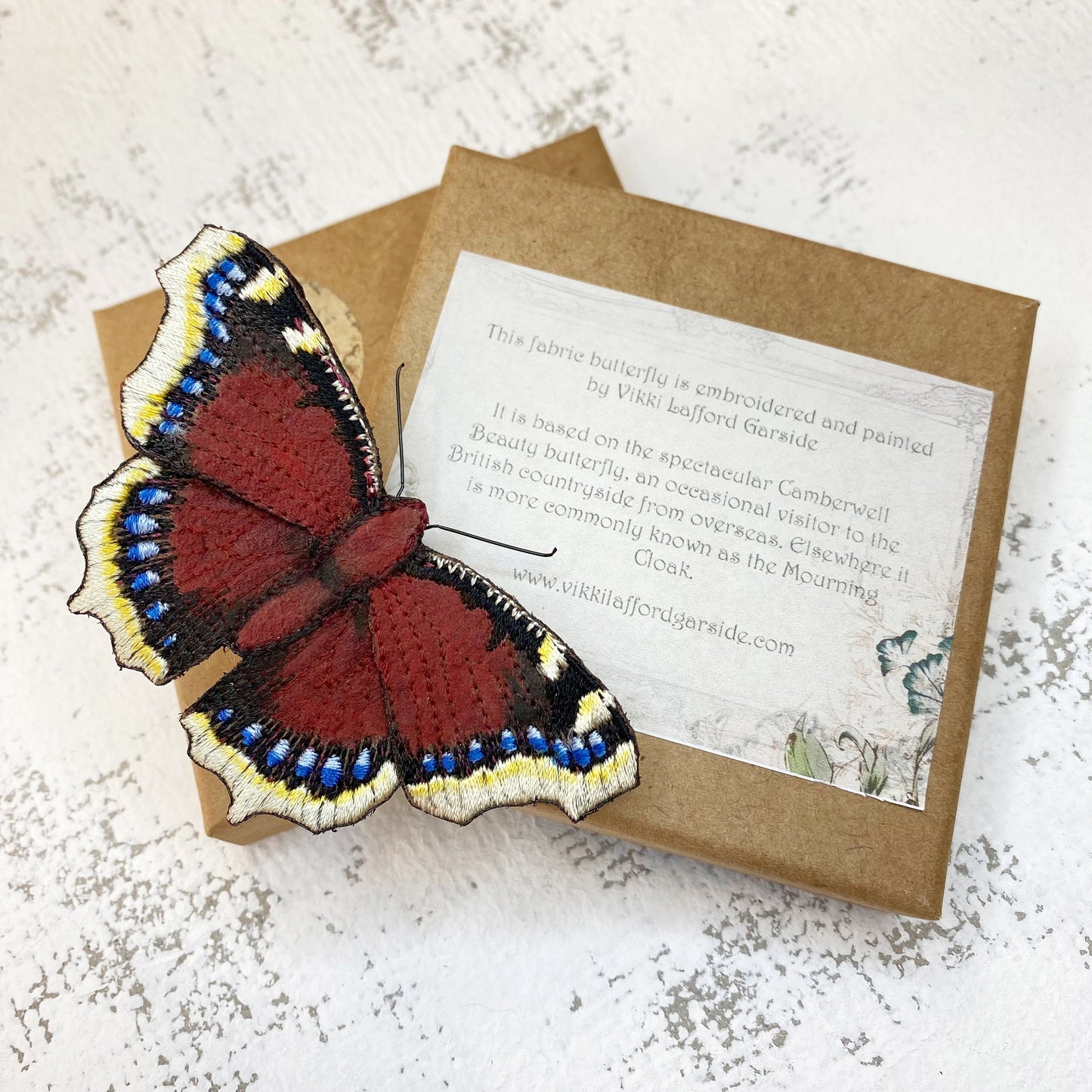 Camberwell Beauty butterfly brooch, Mourning Cloak butterfly brooch