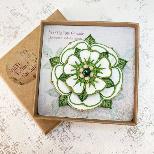 Historical White Rose of York brooch