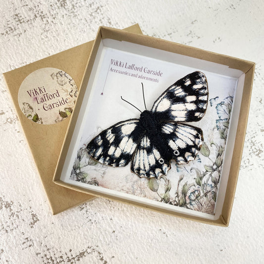 Marbled White Butterfly brooch