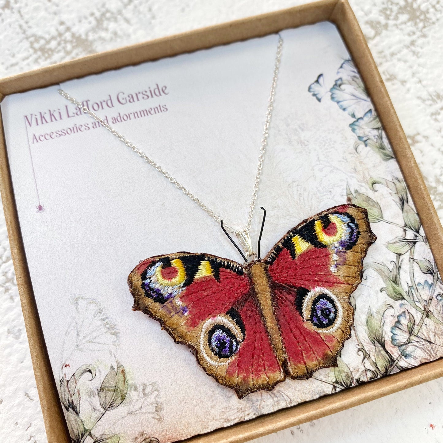 Peacock butterfly necklace