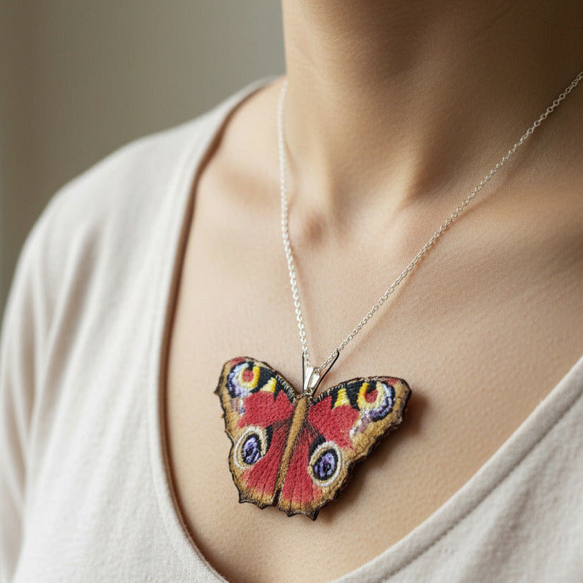 Peacock butterfly necklace