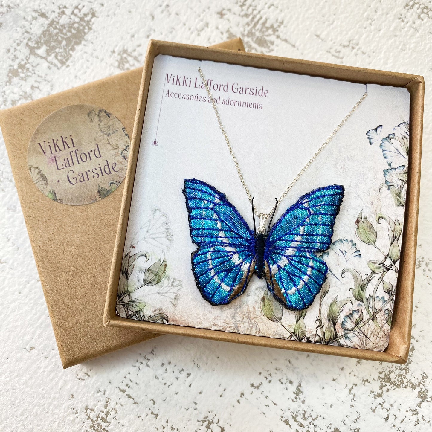 Blue Morpho butterfly necklace