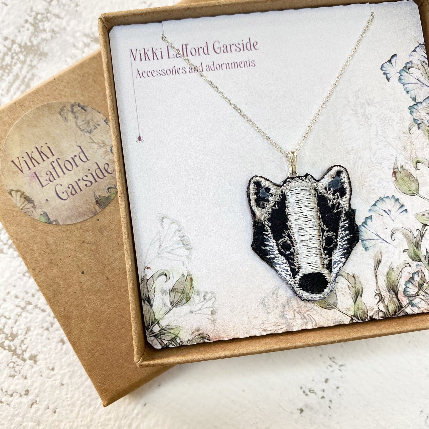 Woodland badger necklace