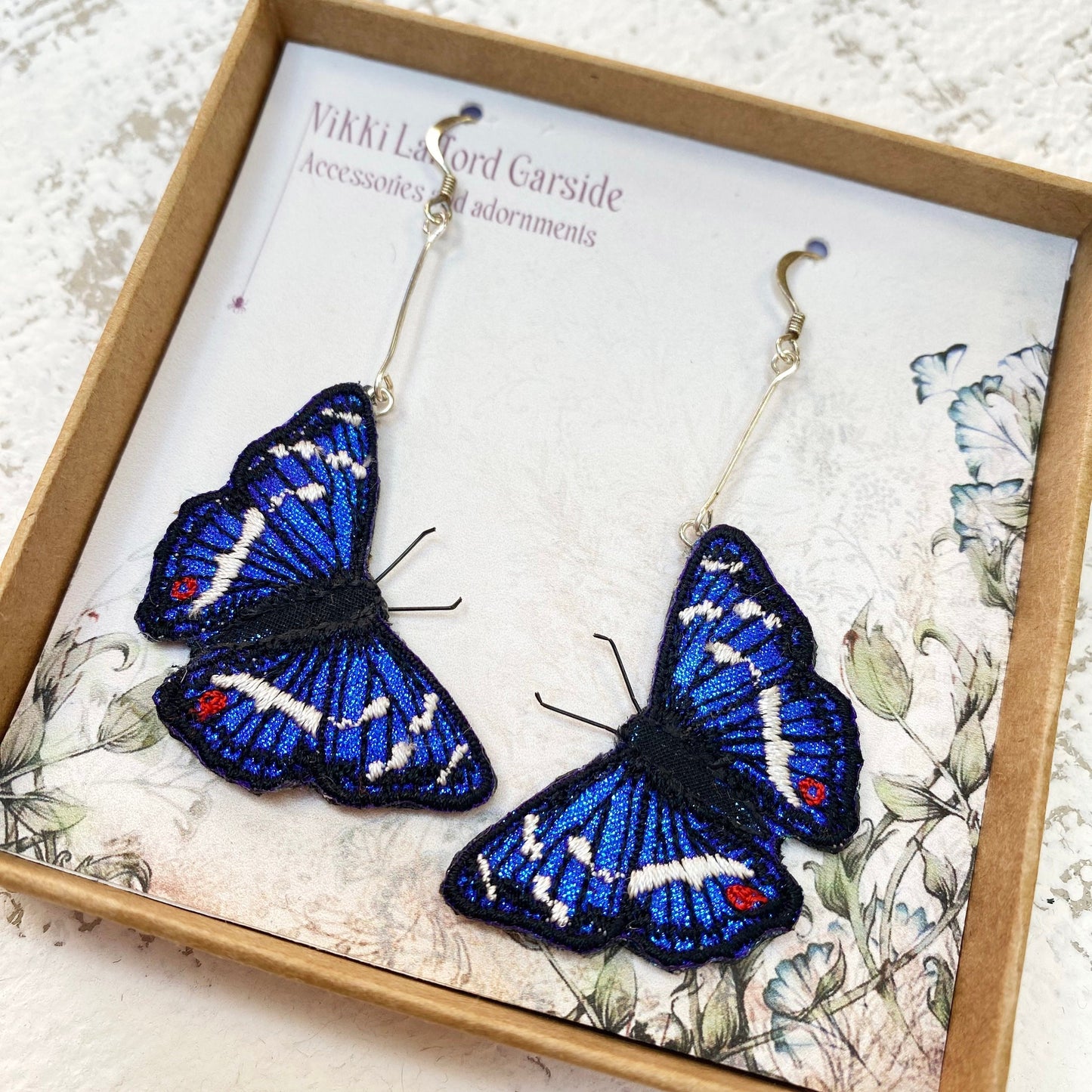 Purple Emperor butterfly earrings