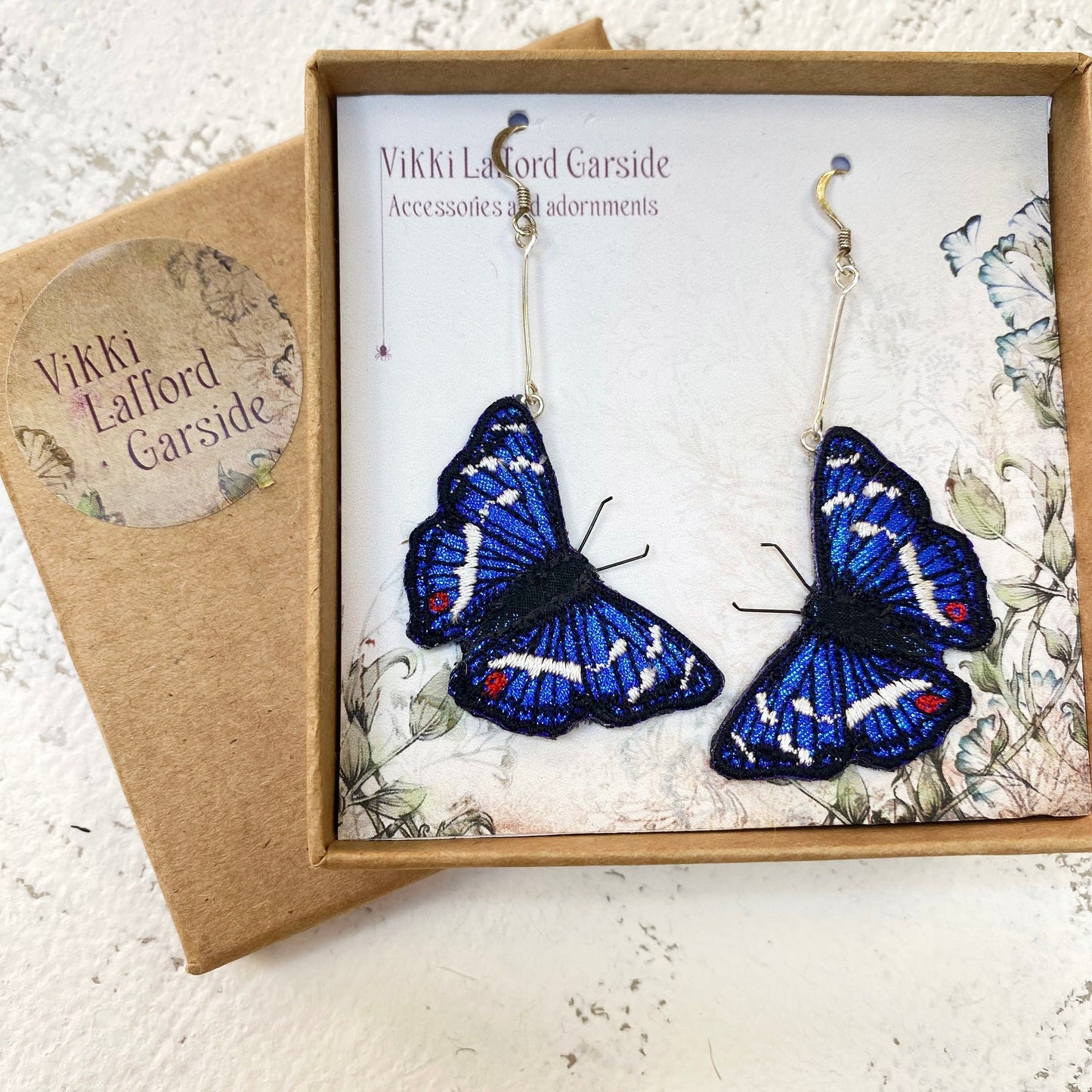 Purple Emperor butterfly earrings
